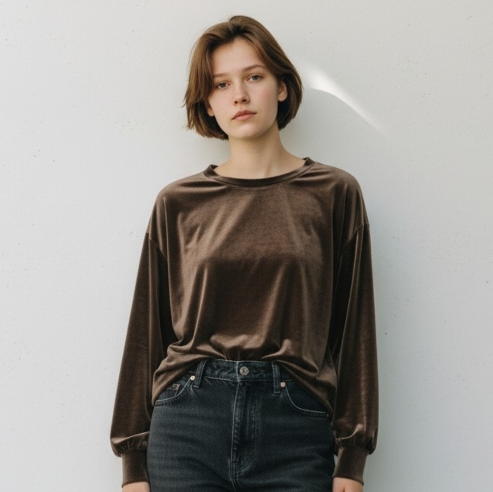 Madewell Brown Velvet Top | Size XS
